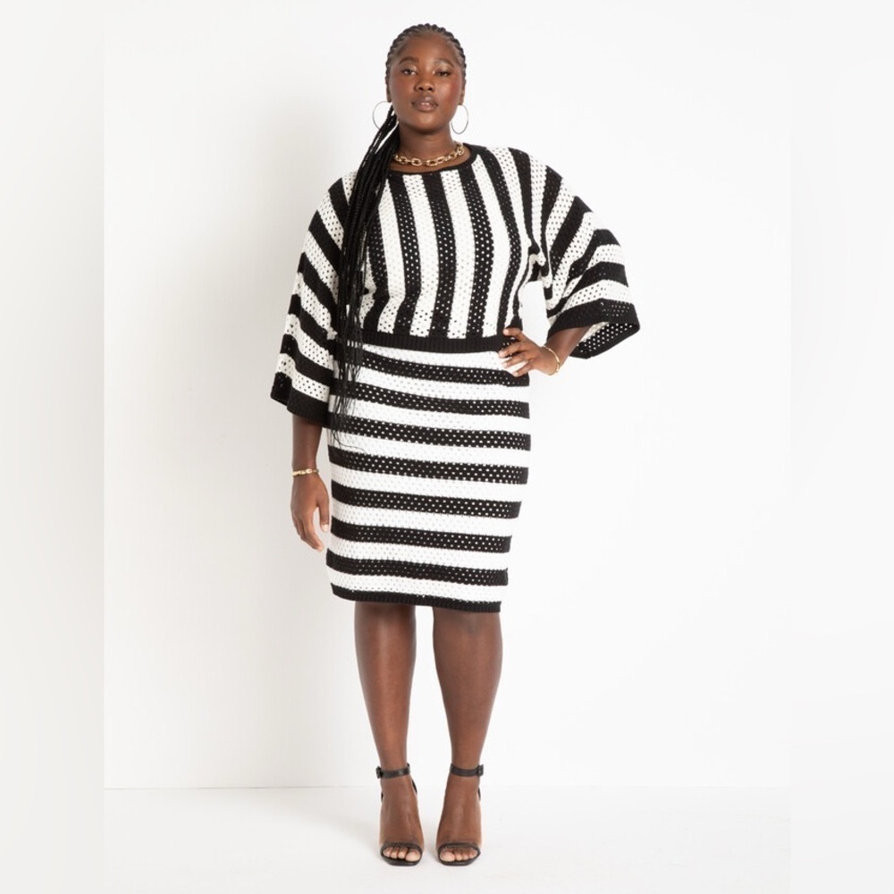 Eloquii Open Knit Striped Skirt - New - Size 30/32